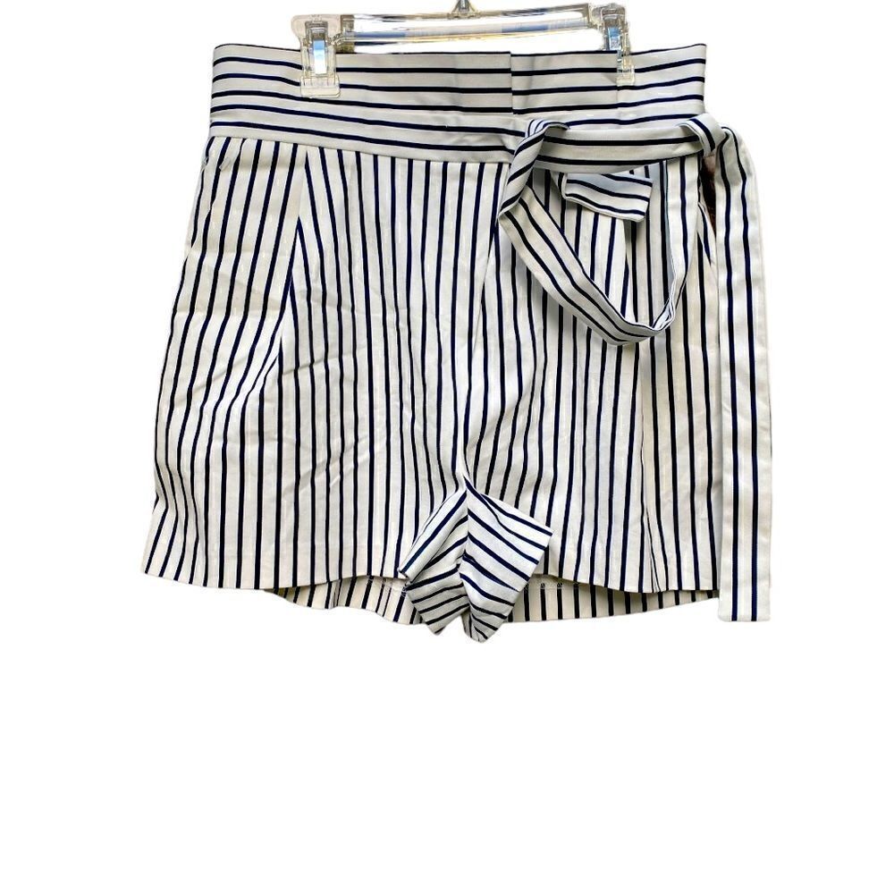 Zara Stripe Paperbag Waist Shorts Size US Medium